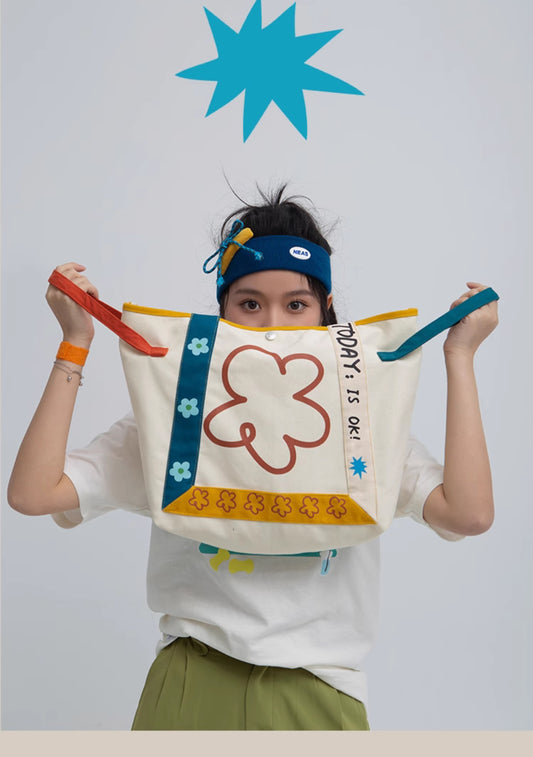 Sac Cabas Fleuris – Grand Format en Toile & Style Romantique