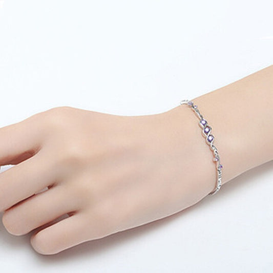 Bracelet améthyste en argent sterling S925