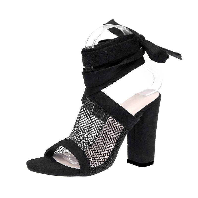 Sandales à Lacets – Talon Haut & Style Bandage Élégant