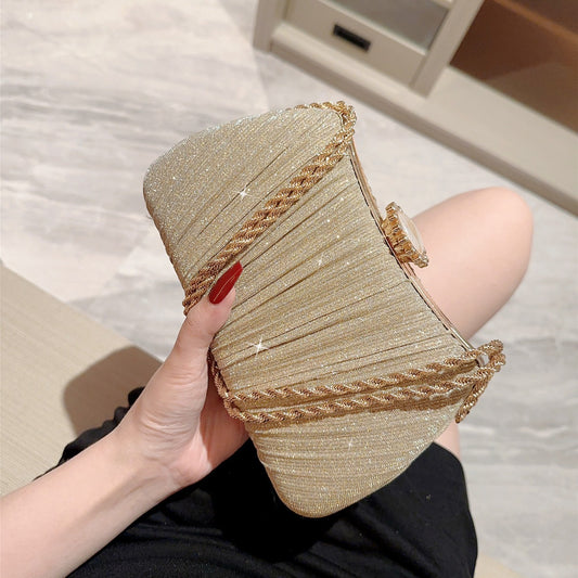 Pochette Dorée Plissée – Sac de Soirée Glamour