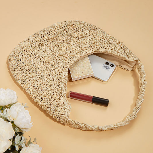 Sac de plage en paille naturel pour femme