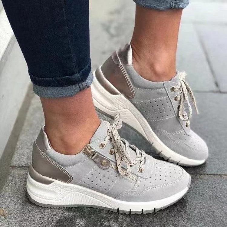 Baskets Casual à Lacets avec Zip Latéral – Confort Orthopédique