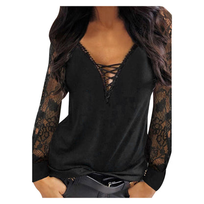 Pull Femme Col V Dentelle Chic