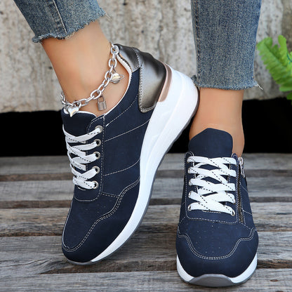 Baskets Casual à Lacets avec Zip Latéral – Confort Orthopédique