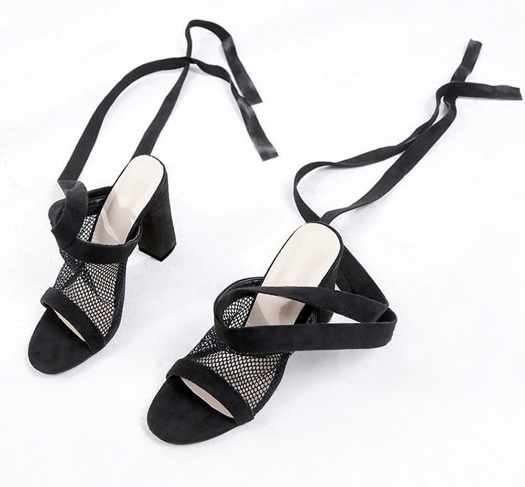Sandales à Lacets  – Talon Haut & Style Bandage Élégant