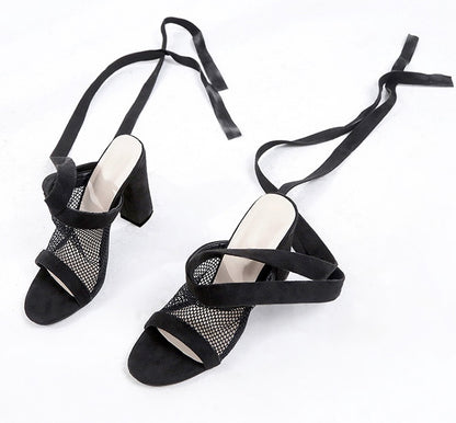 Sandales à Lacets  – Talon Haut & Style Bandage Élégant