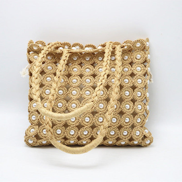 Sac à Main Tressé avec Perles – Élégance Structurée