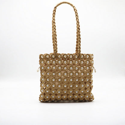 Sac à Main Tressé avec Perles – Élégance Structurée