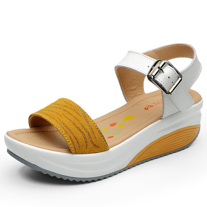 Sandales en Cuir à Talon Compensé