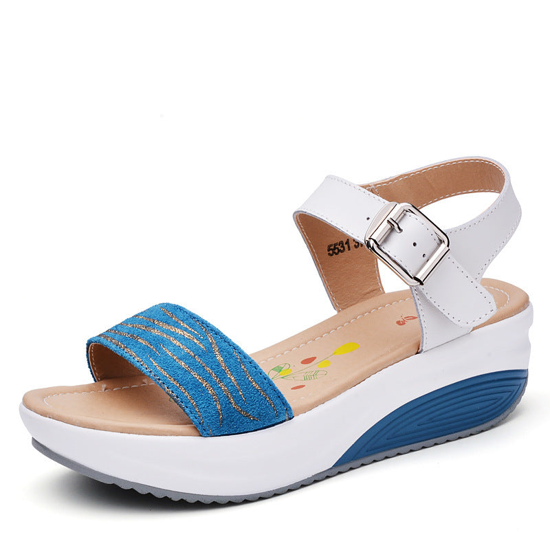 Sandales en Cuir à Talon Compensé