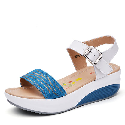 Sandales en Cuir à Talon Compensé