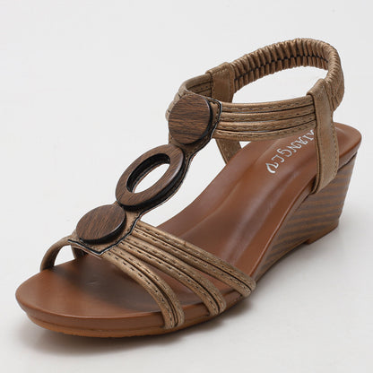 Sandales Rétro à Talon Compensé – Style Bohème Chic