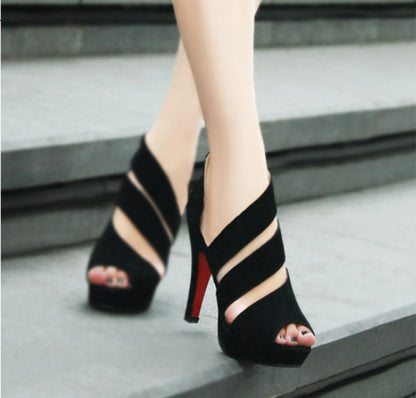 Sandales à Talons Suédine Sexy – Style Romain Chic