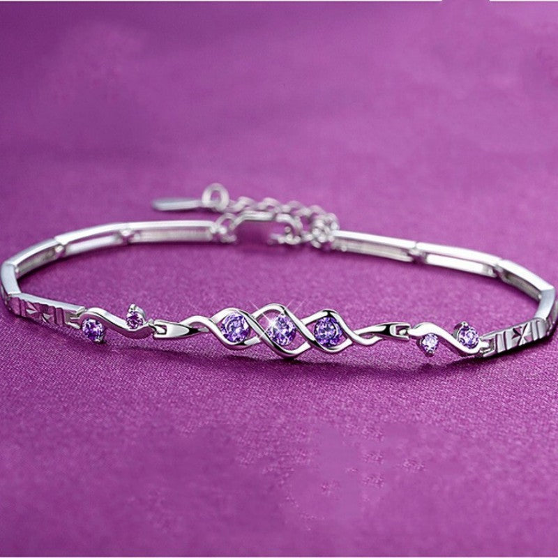 Bracelet améthyste en argent sterling S925