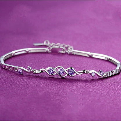 Bracelet améthyste en argent sterling S925