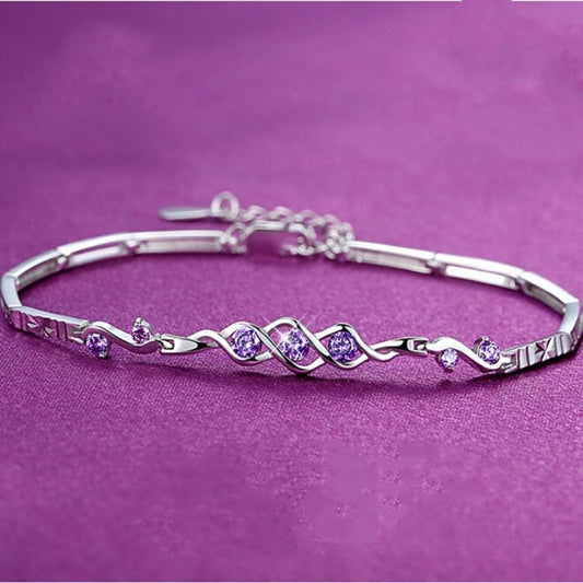 Bracelet améthyste en argent sterling S925
