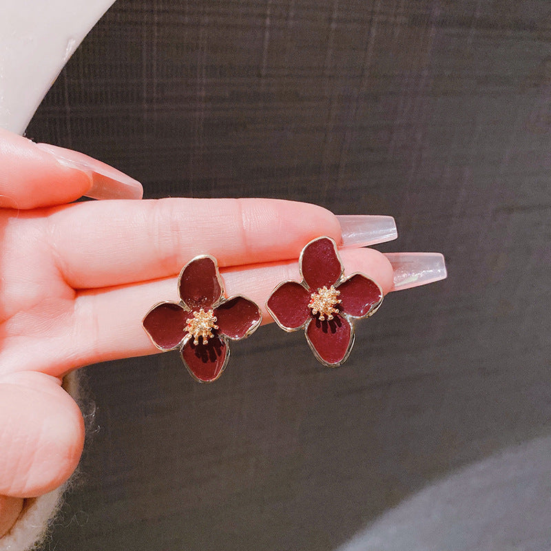 Boucles d’Oreilles Fleur Roselle Rétro Argent 925