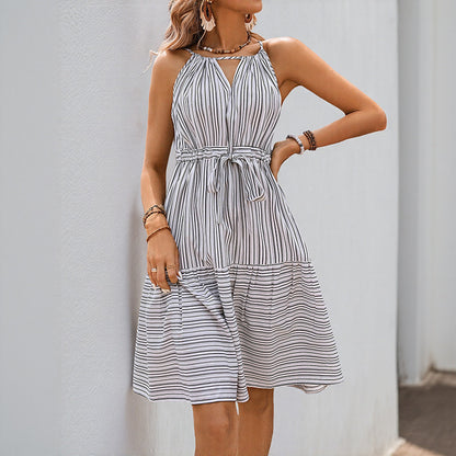 Robe à Bretelles Rayée Femme – Style Casual Chic