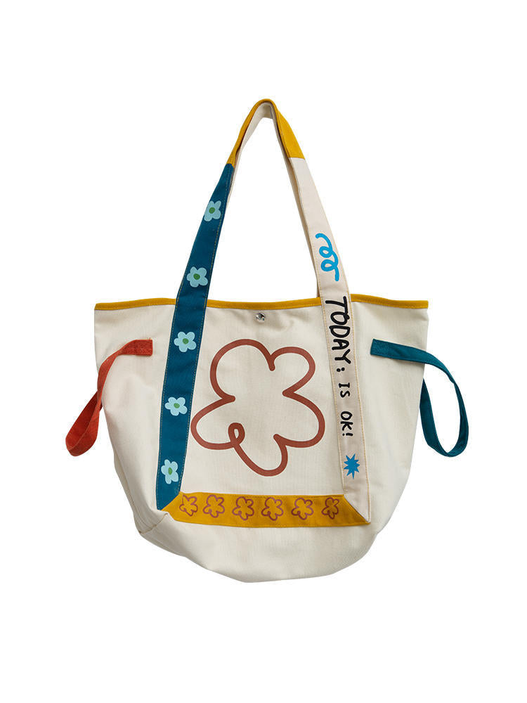 Sac Cabas Fleuris – Grand Format en Toile & Style Romantique