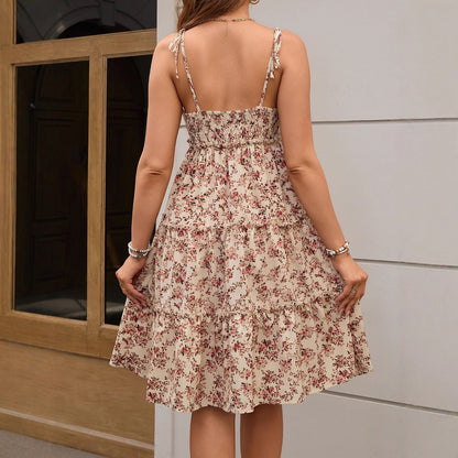 Robe Femme Fleurie Plissée à Lacets