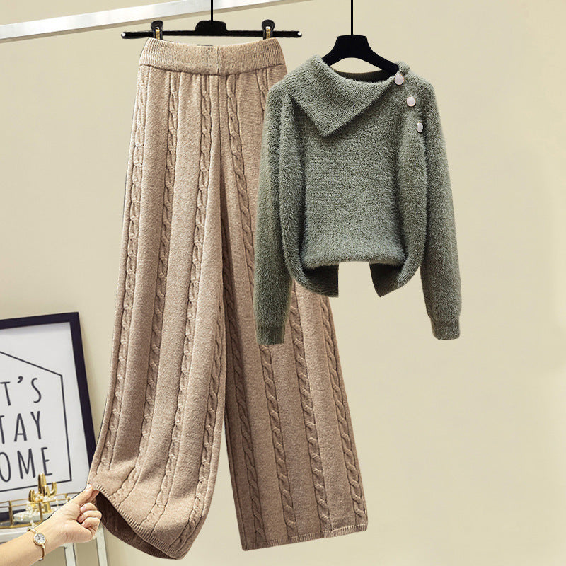 Pull Femme & Pantalon Taille Haute