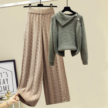 Pull Femme & Pantalon Taille Haute