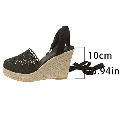 Sandales à Talons en Paille Tressée