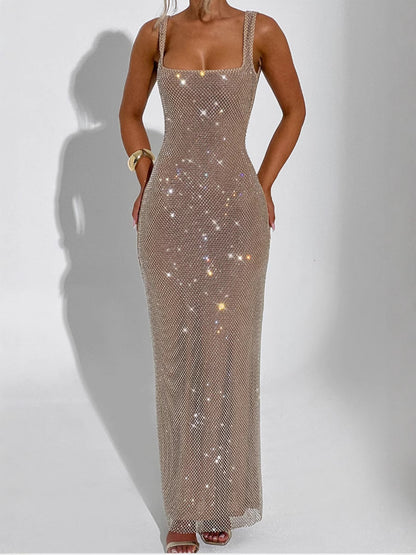 Robe Sexy à Sequins – Bretelles Doubles