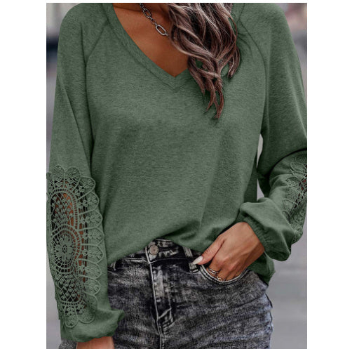 Blouse Femme Col V Dentelle Chic