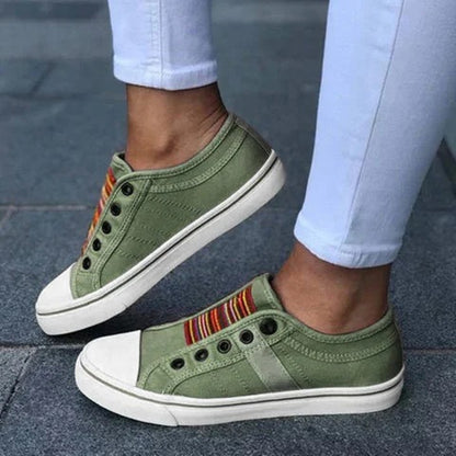 Baskets femme en toile élastique colorée




