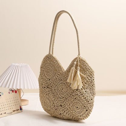 Grand Sac Paille Tressé Femme – Bohème à Franges