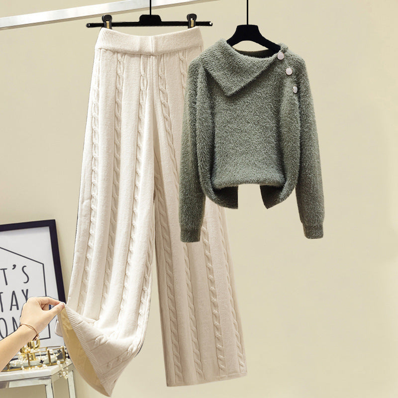 Pull Femme & Pantalon Taille Haute