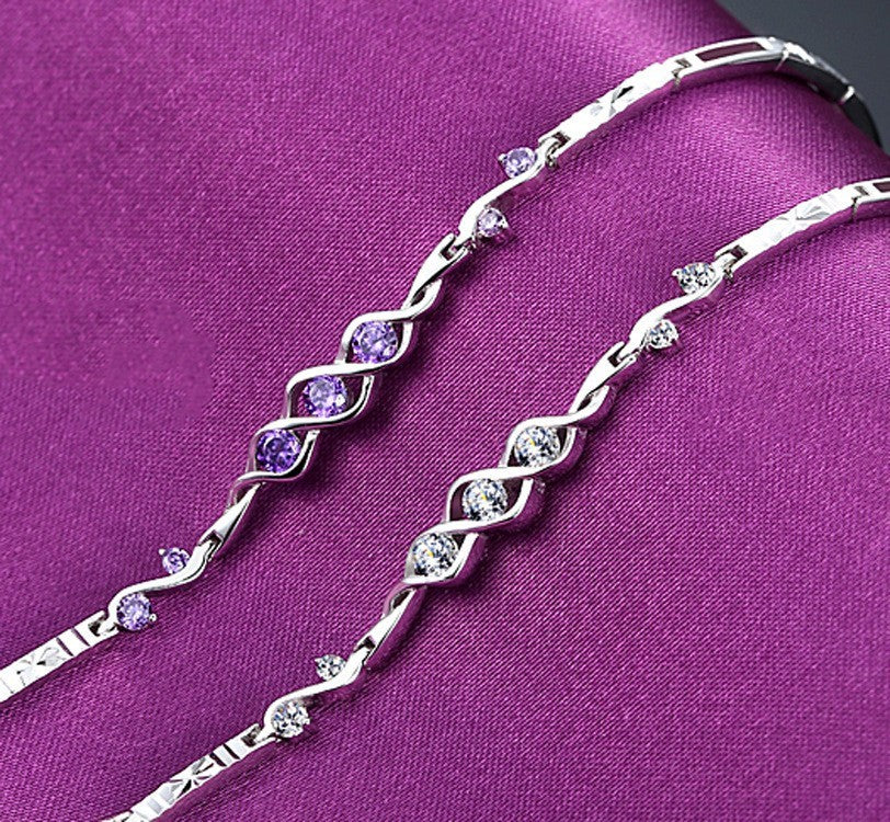 Bracelet améthyste en argent sterling S925