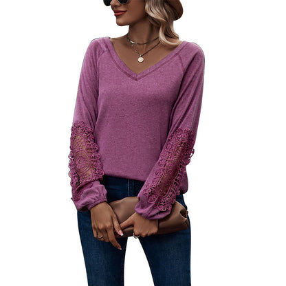 Blouse Femme Col V Dentelle Chic