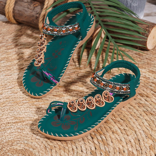Sandales Bohèmes Été à Strass – Élégance et Confort au Quotidien