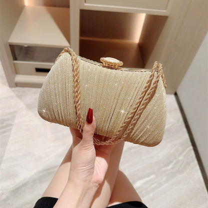 Pochette Dorée Plissée – Sac de Soirée Glamour