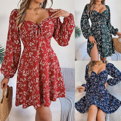 Robe imprimé floral manches longues, look féminin et romantique.