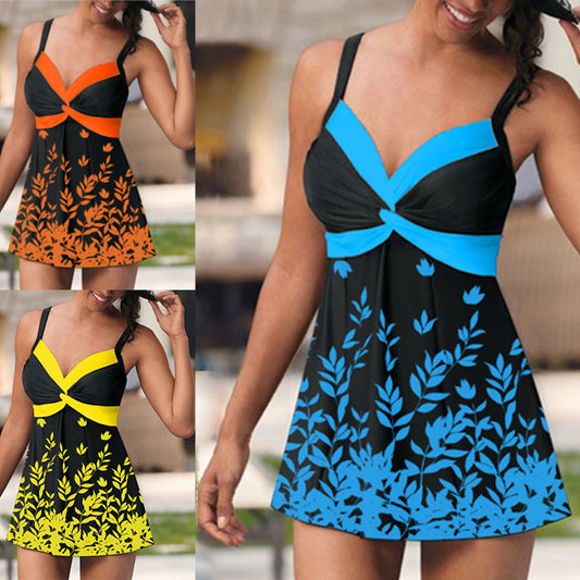 Tankini feuilles fleurs – Détail imprimé tropical

