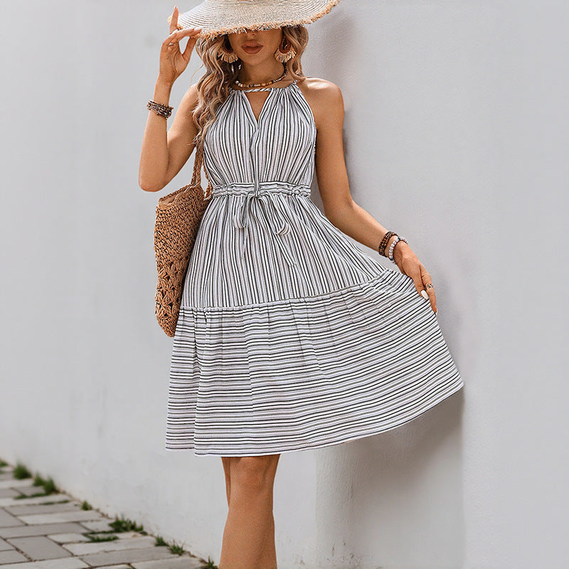 Robe à Bretelles Rayée Femme – Style Casual Chic