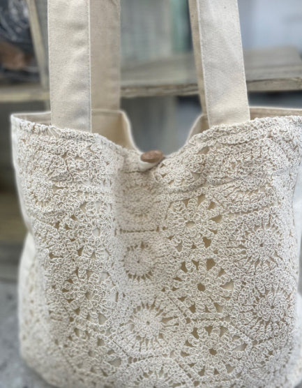 Sac Bandoulière  Été – Coton Jacquard & Bouton Élégant