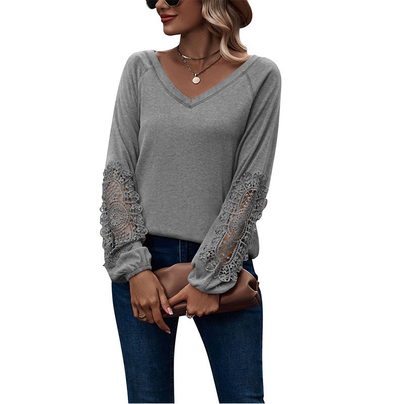 Blouse Femme Col V Dentelle Chic
