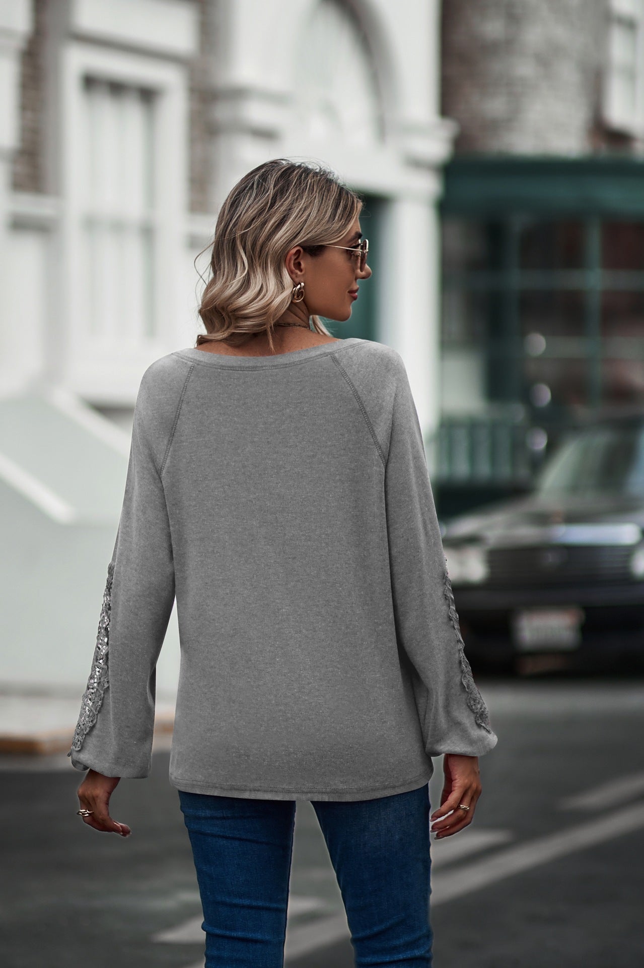 Blouse Femme Col V Dentelle Chic