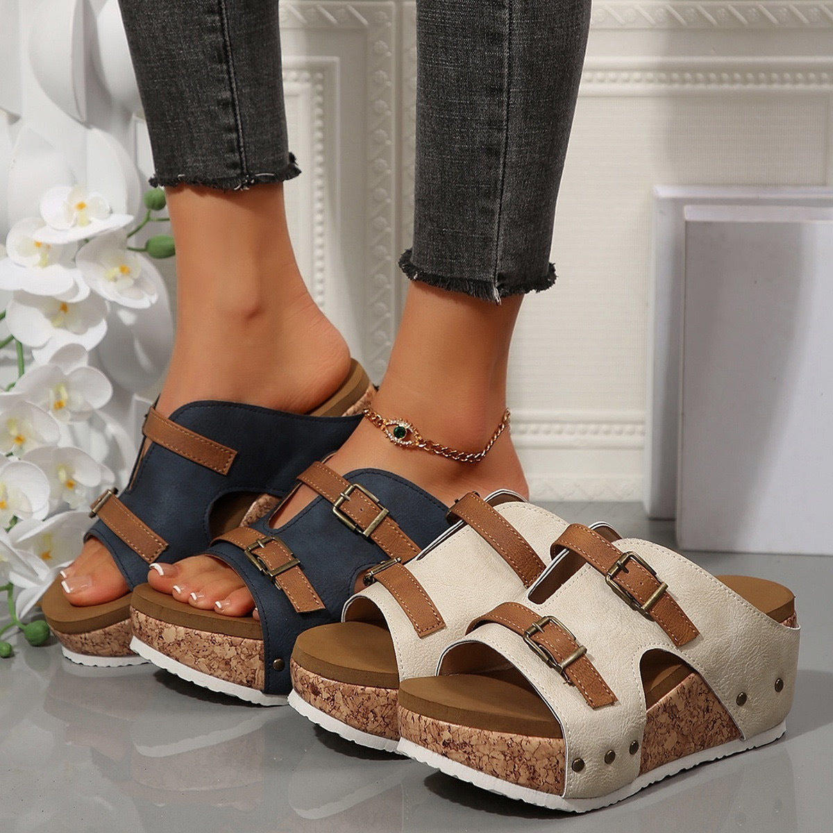 Sandales à Talon Compensé
