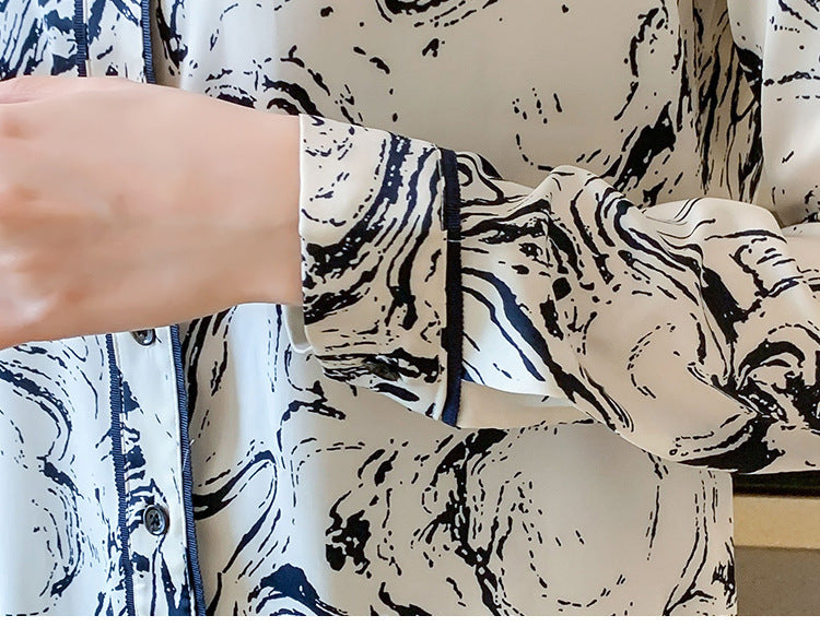 Chemise Femme Imprimée Élégante Manche Longue