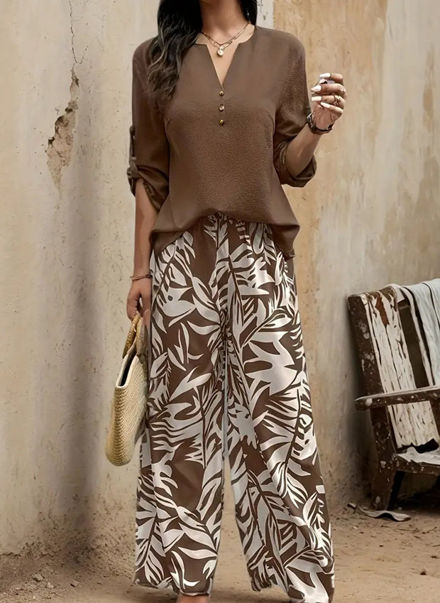 Ensemble Femme Casual Tropical Imprimé