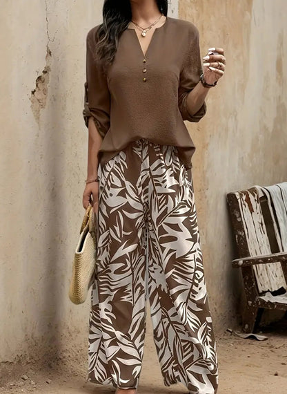 Ensemble Femme Casual Tropical Imprimé