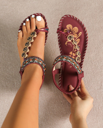 Sandales Bohèmes Été à Strass – Élégance et Confort au Quotidien