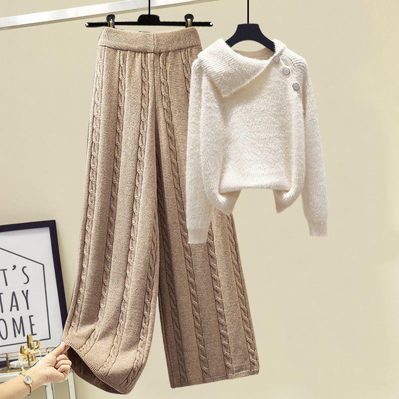 Pull Femme & Pantalon Taille Haute