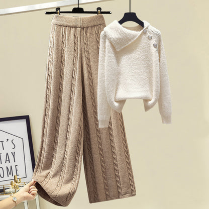 Pull Femme & Pantalon Taille Haute