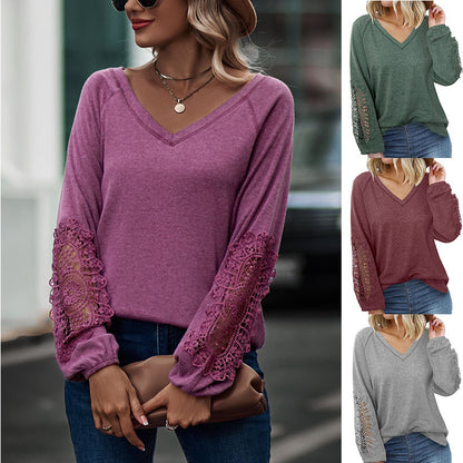 Blouse Femme Col V Dentelle Chic